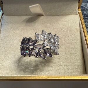 Vintage Elegant Silver and Purple Women's Ring